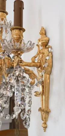 Paire D’appliques Baccarat  En Bronze Doré époque Napoléon III