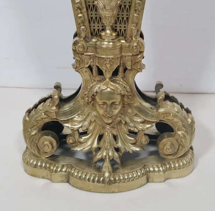 Pare-feu éventail en bronze doré et laiton époque Napoléon III