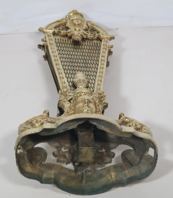 Pare-feu éventail en bronze doré et laiton époque Napoléon III