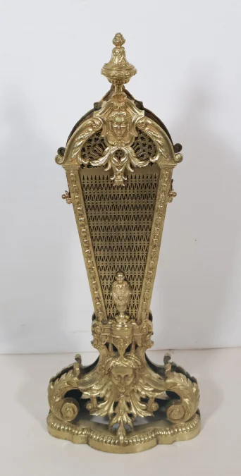 Pare-feu éventail en bronze doré et laiton époque Napoléon III