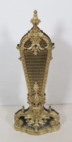 Pare-feu éventail en bronze doré et laiton époque Napoléon III