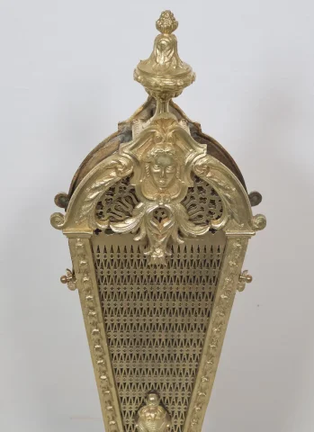 Pare-feu éventail en bronze doré et laiton époque Napoléon III