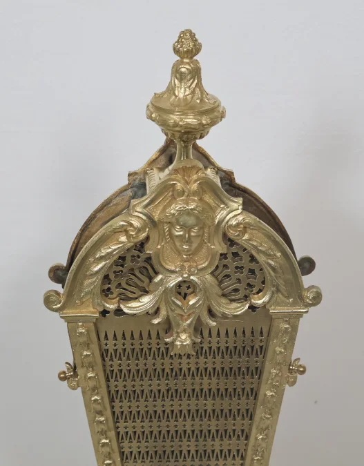 Pare-feu éventail en bronze doré et laiton époque Napoléon III