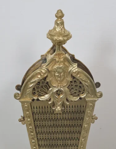 Pare-feu éventail en bronze doré et laiton époque Napoléon III