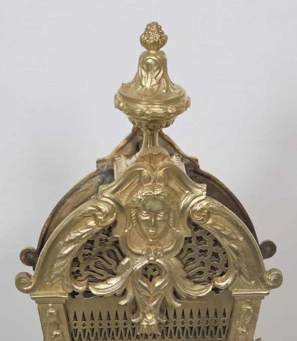 Pare-feu éventail en bronze doré et laiton époque Napoléon III