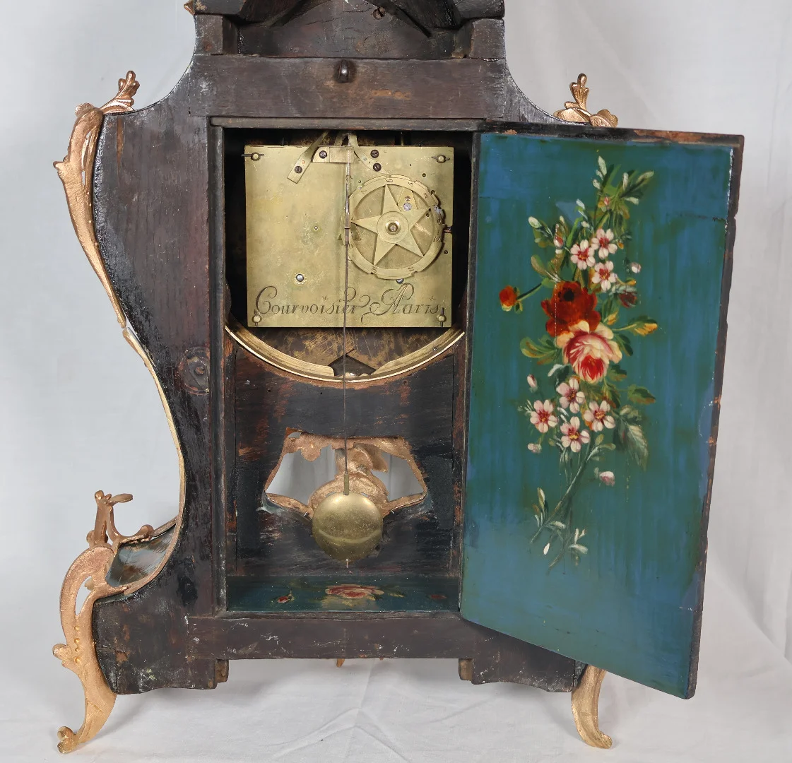 LOUIS XV PERIOD CLOCK WITH WALL SHELF