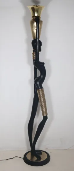 Lampadaire en Bronze "Femme girafe" attribué à Karl HAGUENAUER Années 1970