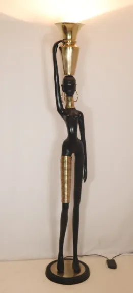 Lampadaire en Bronze "Femme girafe" attribué à Karl HAGUENAUER Années 1970
