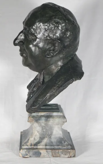 Buste d’homme en bronze  signé du fondeur Alexis Rudier
