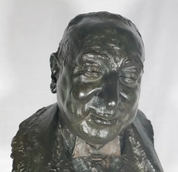 Buste d’homme en bronze  signé du fondeur Alexis Rudier