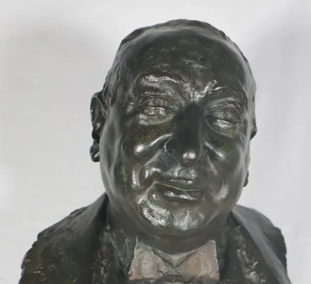 Buste d’homme en bronze  signé du fondeur Alexis Rudier