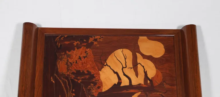 Plateau en palissandre massif et marqueterie époque art déco