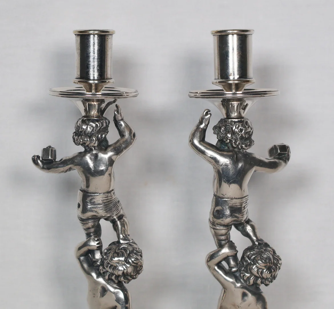 PAIR OF SILVER PLATE CANDLESTICKS