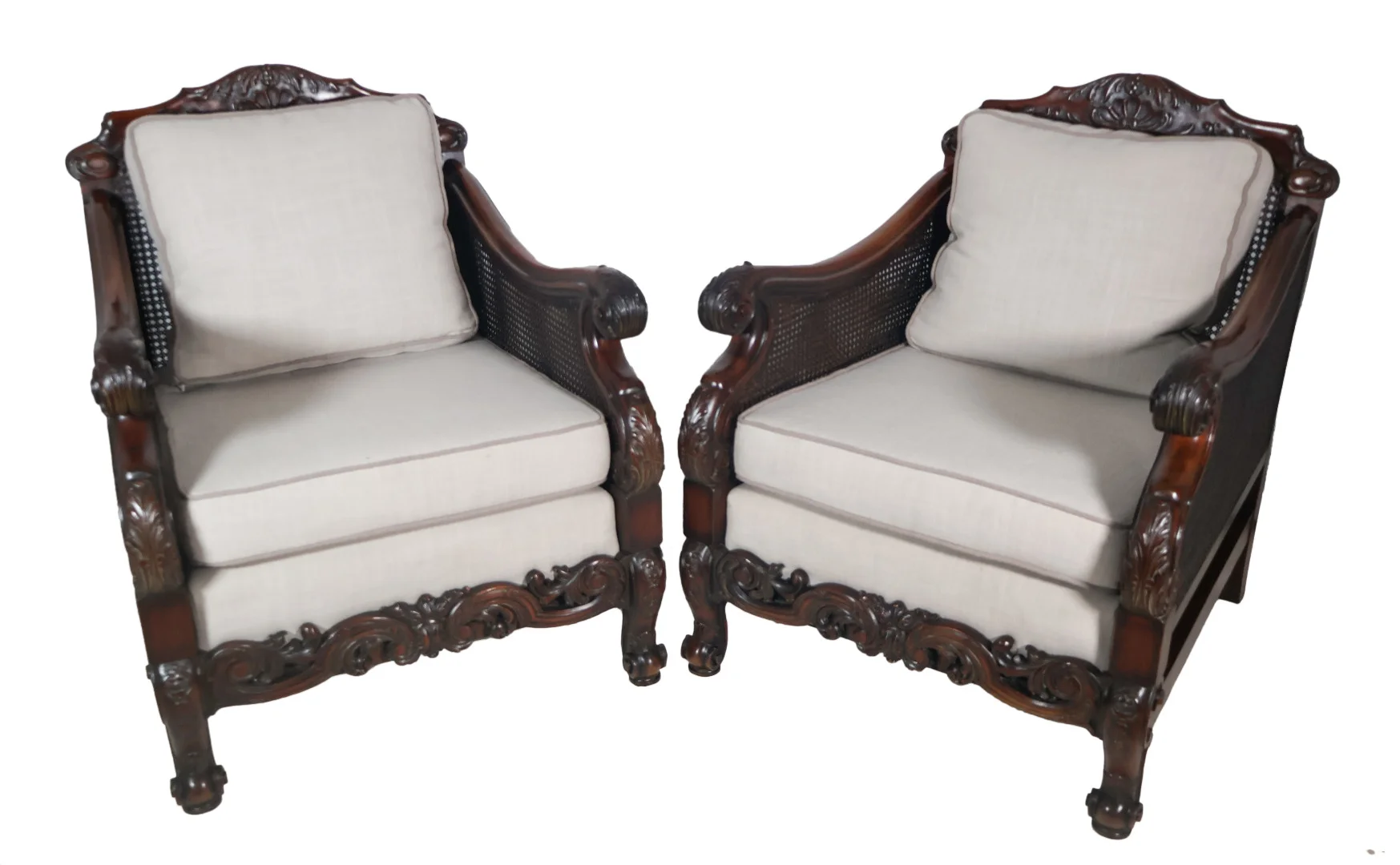 Paire de bergères anglaises Style George V vers 1910