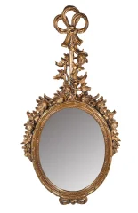 Miroir en bois doré ovale style Louis XVI fin 19ème