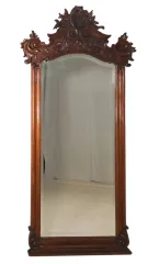 Grand miroir de style Louis XV en tilleul fin XIXe siècle