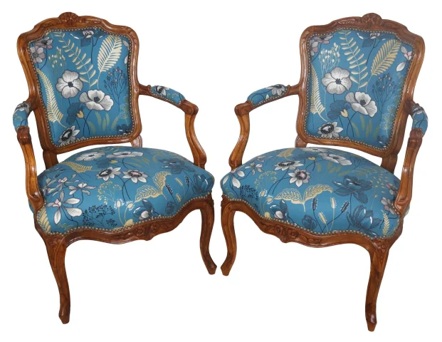 Pair of cabriolet armchairs stamped NOGARET, circa 1750