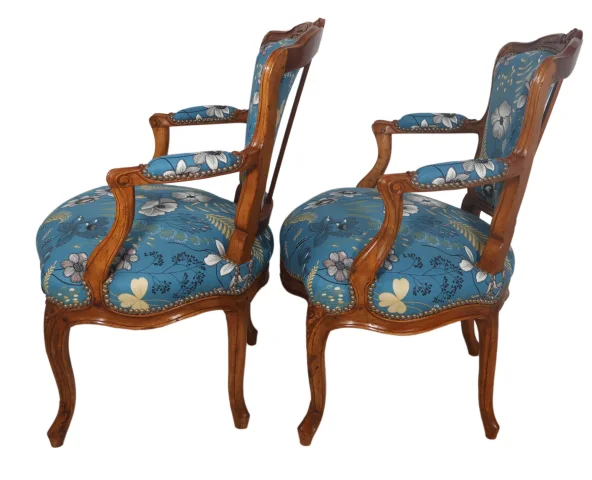 Pair of cabriolet armchairs stamped NOGARET, circa 1750