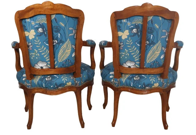 Pair of cabriolet armchairs stamped NOGARET, circa 1750
