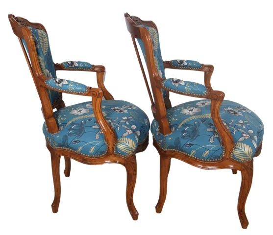 Pair of cabriolet armchairs stamped NOGARET, circa 1750