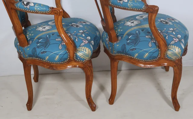 Pair of cabriolet armchairs stamped NOGARET, circa 1750