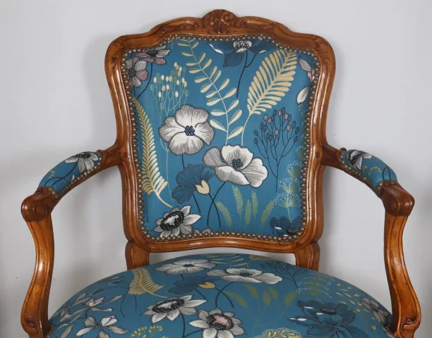 Pair of cabriolet armchairs stamped NOGARET, circa 1750