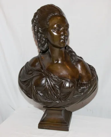 BRONZE BUST OF THE COUNTESS OF BARRY AFTER PAJOU