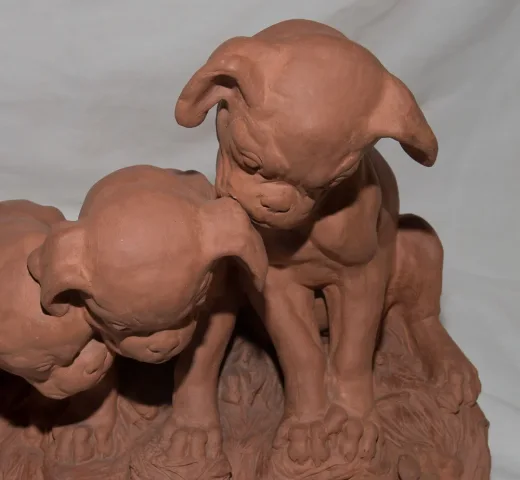 EARTHENWARE GROUP SIGNED GEORGES LUCIEN VACOSSIN