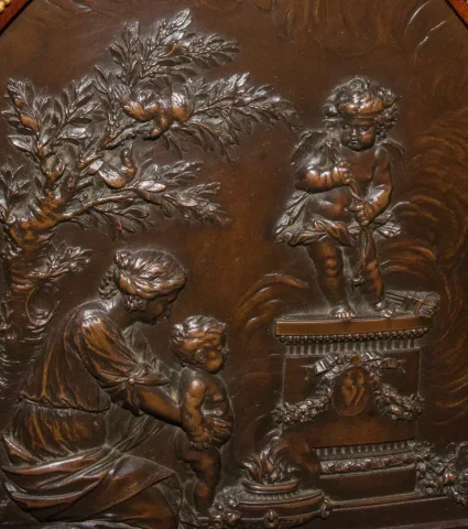 BRONZEMEDAILLON VON VENUS UND AMERIKA NACH CLODION