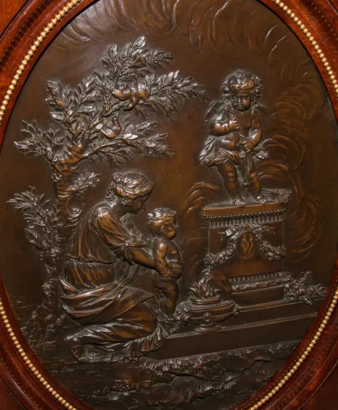 Médaillon en bonze "Vénus et l'enfant" d'après Clodion fin XIXe