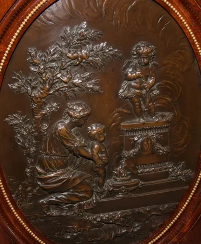 BRONZEMEDAILLON VON VENUS UND AMERIKA NACH CLODION