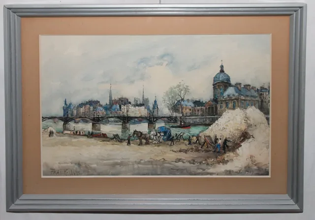 Aquarelle " Le pont des arts " Paris , signée Frank WILL 1929