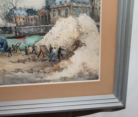 Aquarelle " Le pont des arts " Paris , signée Frank WILL 1929