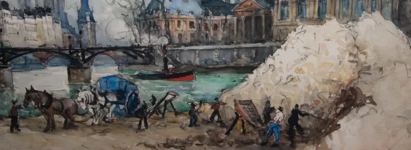 Aquarelle " Le pont des arts " Paris , signée Frank WILL 1929