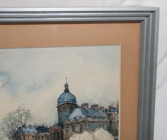 Aquarelle " Le pont des arts " Paris , signée Frank WILL 1929