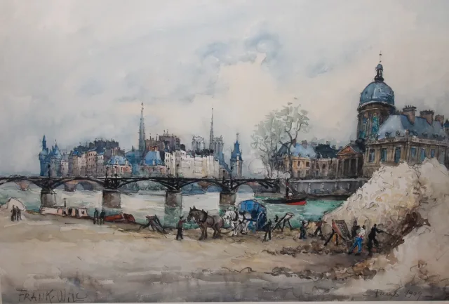 Aquarelle " Le pont des arts " Paris , signée Frank WILL 1929