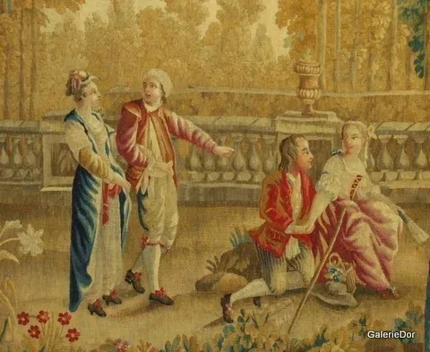 Promenade dans un parc – Manufacture Royale d’Aubusson 18ème siècle | Galerie DOR