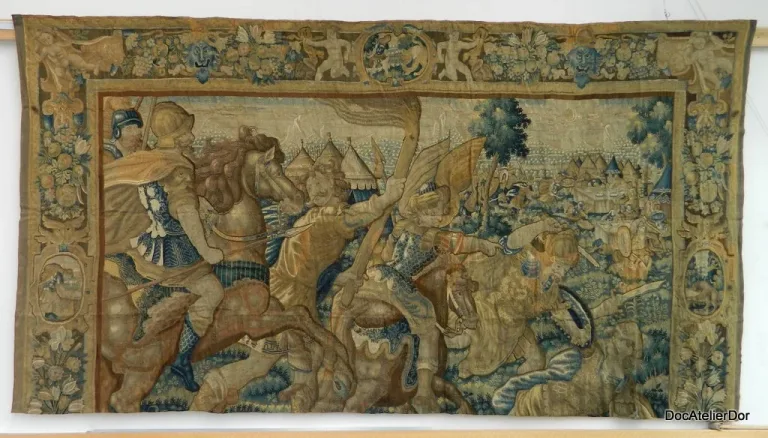 Prise d’une ville – Tapisserie d’Aubusson 17ème siècle | Galerie DOR