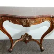 Console dapplique en noyer  , recouvert marbre rouge griotte