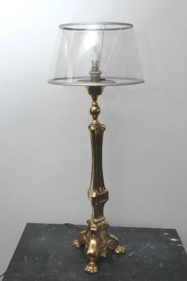 pique cierge en bronze monte en lampe