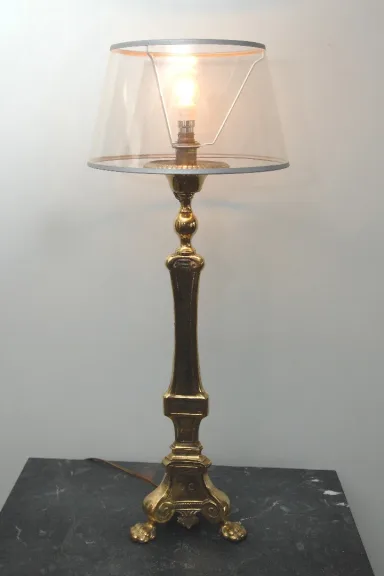 pique cierge en bronze monte en lampe