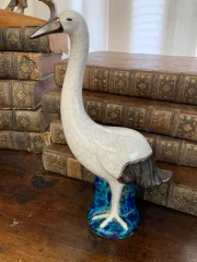 Cigogne en grès émaillé polychrome
