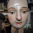 tete de moine bois  sculpte polychrome du XIX