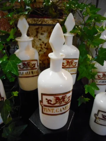 Flacons de Pharmacie en Opaline du XIX e