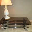 Table salon verre et chrome