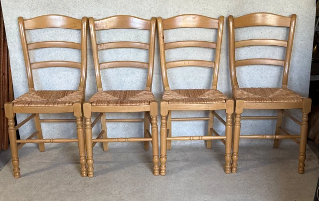 4 sillas con asiento de paja