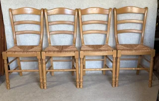 4 sillas con asiento de paja
