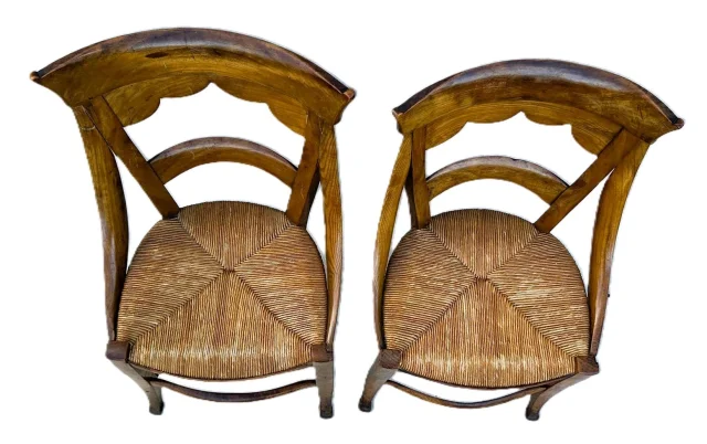 Par de sillas con asiento de paja
