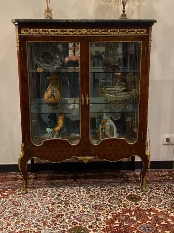 Vitrine De Style Transition Louis XV Louis XVI Bois De Rose Epoque Debut XXeme