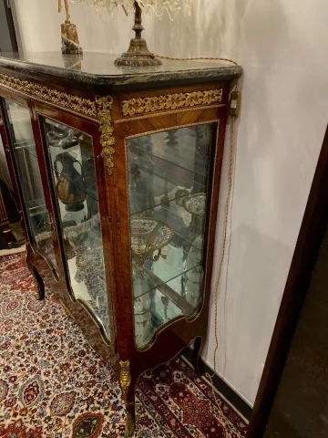 Vitrine De Style Transition Louis XV Louis XVI Bois De Rose Epoque Debut XXeme
